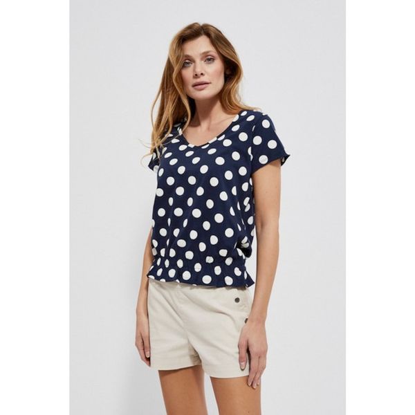 Moodo Polka dot blouse with a V-neckline