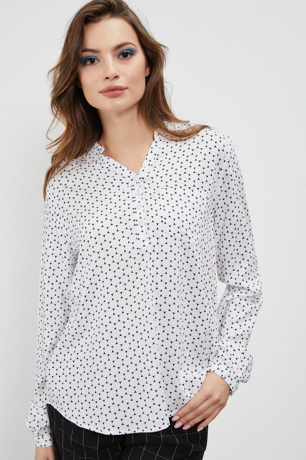 Moodo Shirt with rolled-up sleeves - black and white