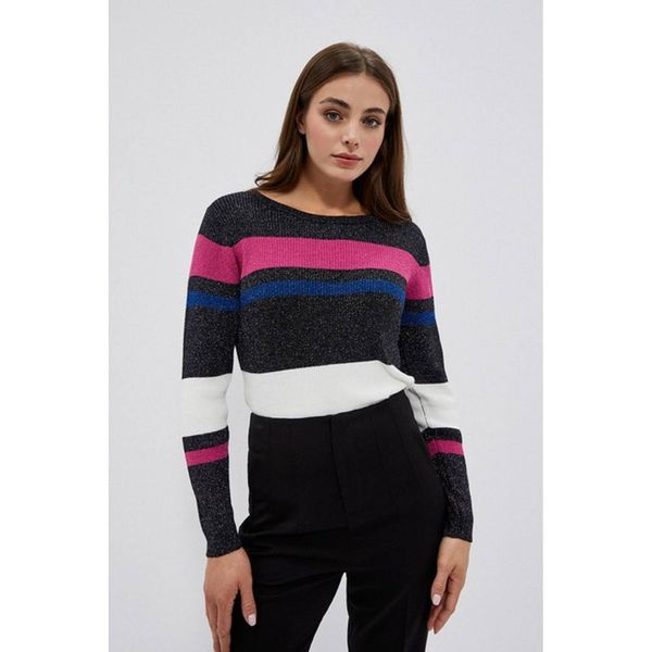Moodo Striped sweater with a metallic thread