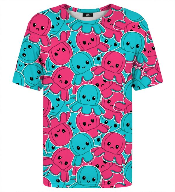 Mr. GUGU & Miss GO Mr. GUGU & Miss GO Unisex's Happy Sad Octopus T-Shirt Tsh2352