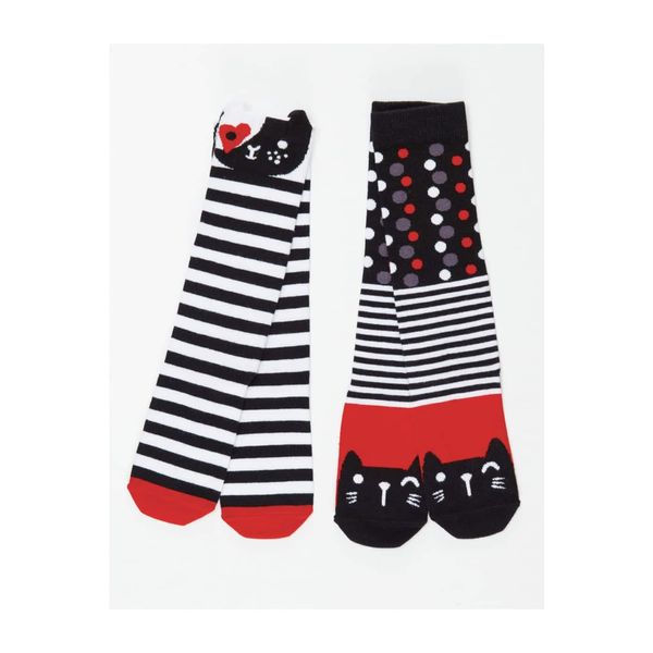 Mushi Mushi Striped Cats Girls Knee High Socks 2 Pack