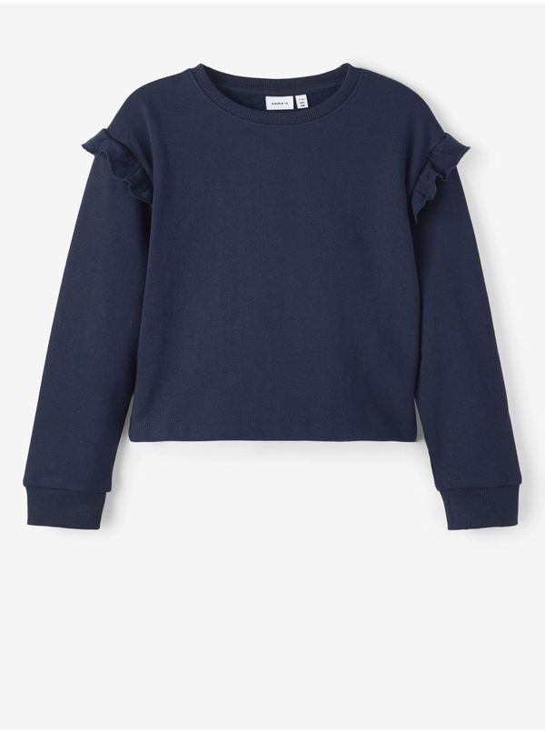 name it Dark blue girls' sweatshirt with ruffled sleeves name it Oksus - unisex