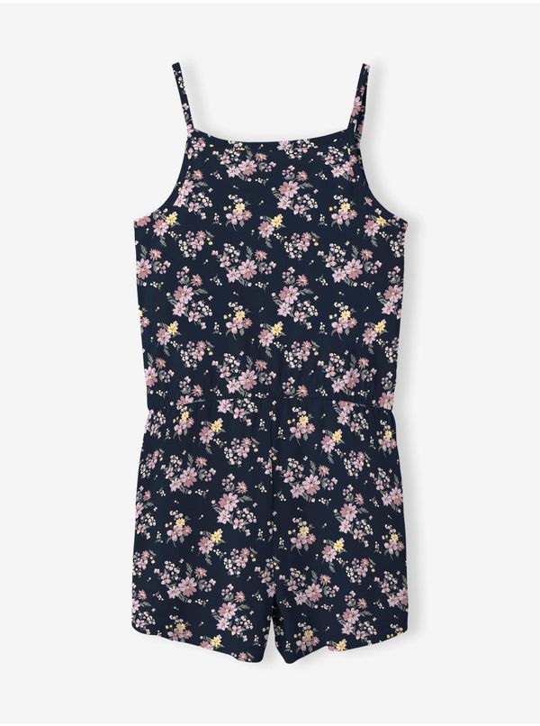 name it Dark blue girly floral short hanger jumpsuit name it V - Girls