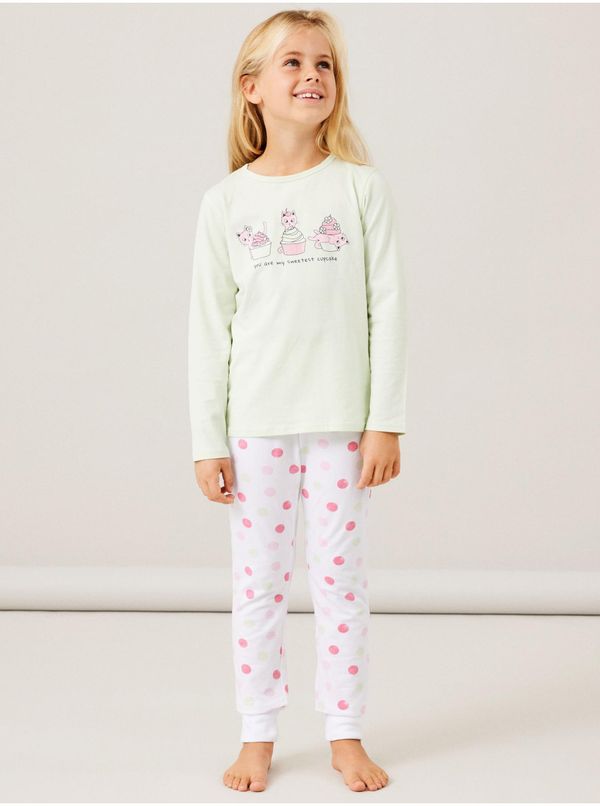 name it Girly pajamas in menthol color name it Cat - Girls