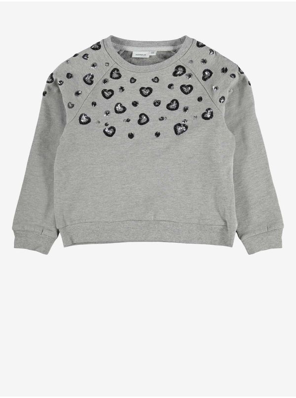 name it Grey girls' sweatshirt with name it Negis decoration - unisex