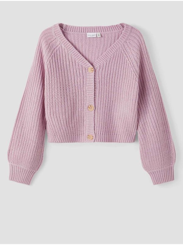 name it Pink Girls Ribbed Cardigan with Balloon Sleeves name it Valea - unisex