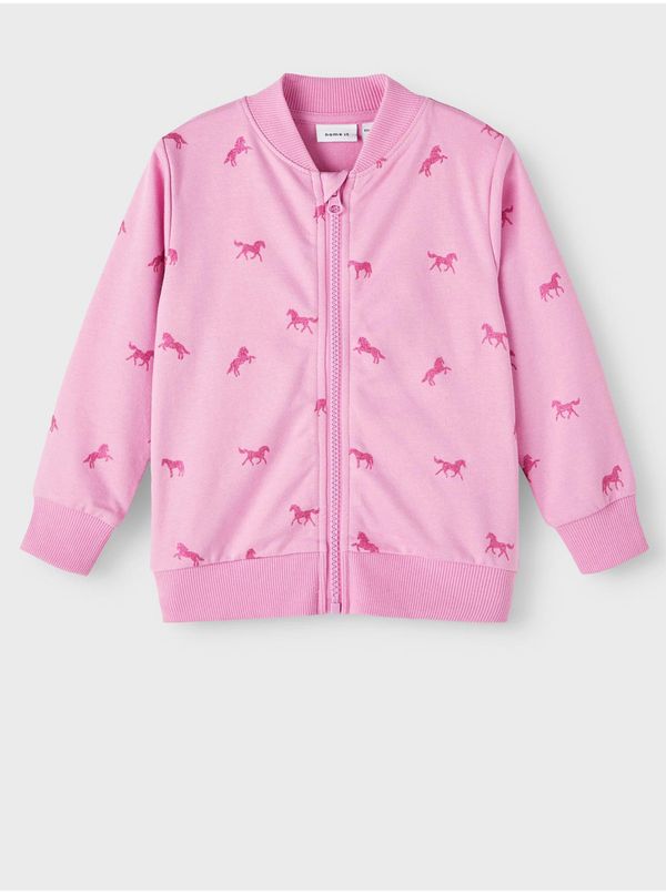 name it Pink Girly Patterned Zippered Sweatshirt name it Bascha - Girls