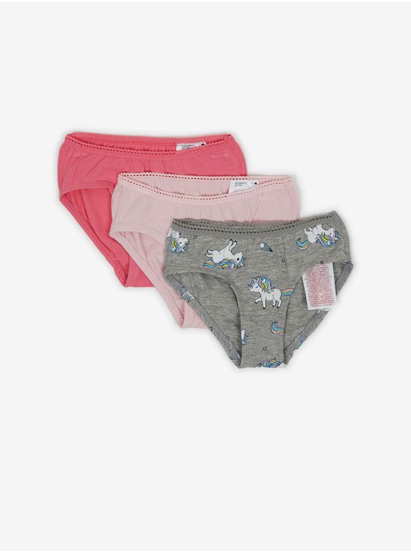name it Set of three girly panties in gray and pink name it Unicorn - Girls