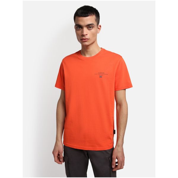 Napapijri Orange Men's T-Shirt NAPAPIJRI Selbas - Men