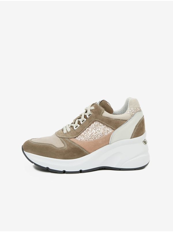 NeroGiardini Light Brown Leather Wedge Sneakers NeroGiardini - Women