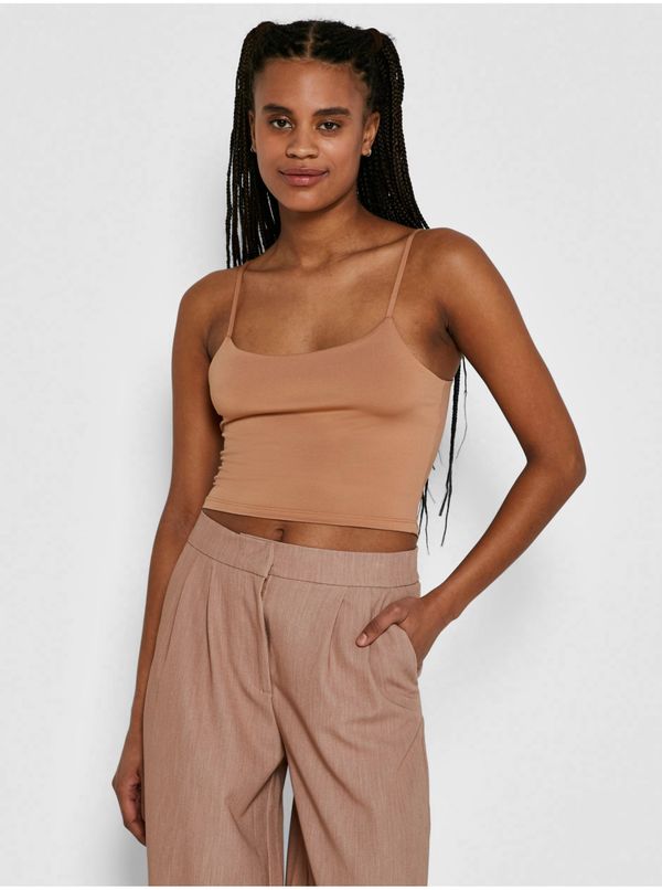 Noisy May Beige Cropped Tank Top Noisy May Teresa - Women