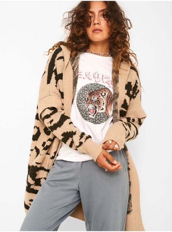 Noisy May Beige patterned cardigan Noisy May Animal - Women