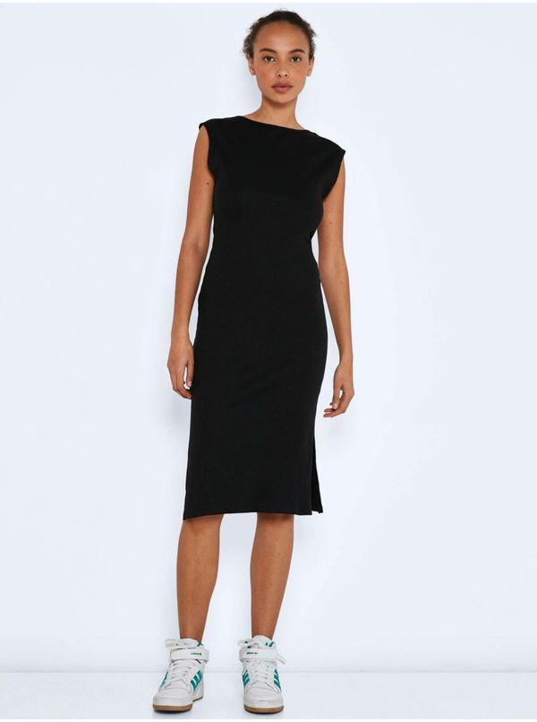 Noisy May Black Ribbed Sheath Dress with Slit Noisy May Riba - Women