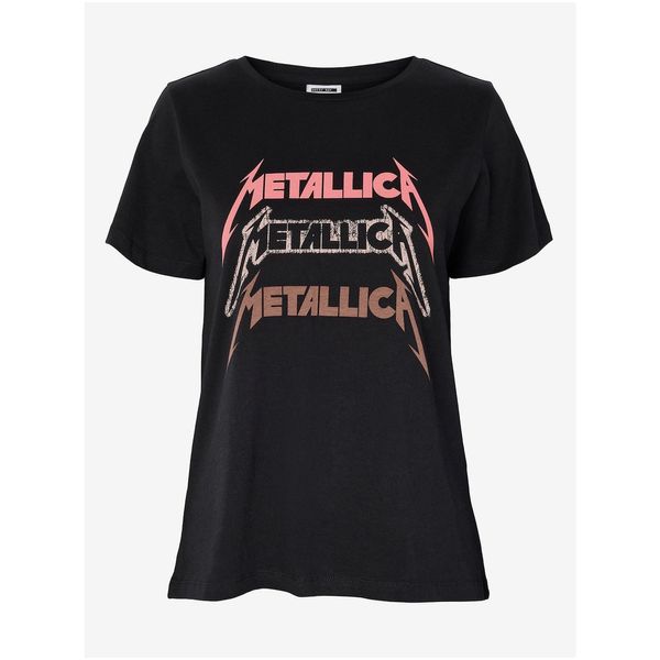 Noisy May Black T-Shirt Noisy May Nate Metallica - Women