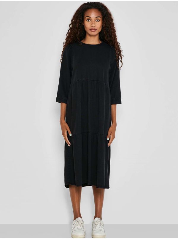 Noisy May Black Women's Denim Midi Dress with Three-Quarter Sleeve Noisy May Jes - Women