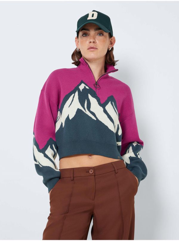 Noisy May Blue-Pink Patterned Sweater Noisy May Peaks - Women