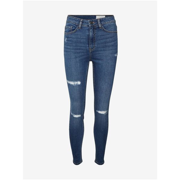 Noisy May Blue Skinny Fit Jeans with Tattered Effect Noisy May Buddy - Women