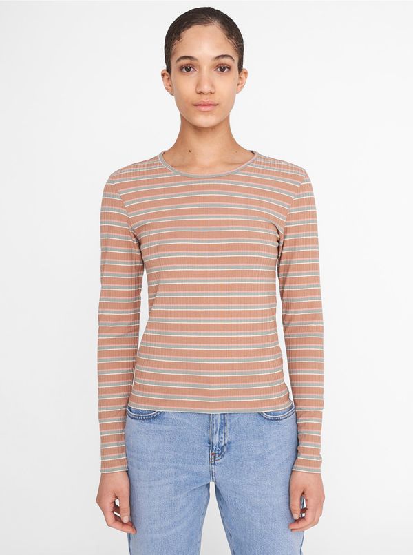 Noisy May Brown Striped T-Shirt Noisy May Stevie - Women