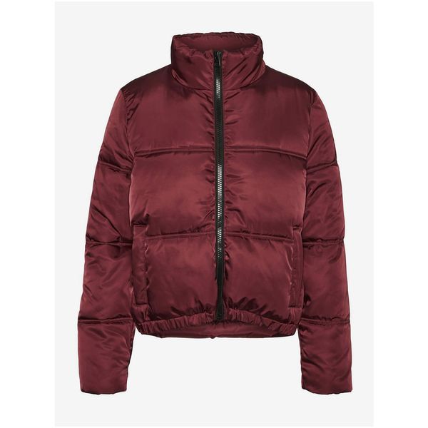 Noisy May Burgundy Quilted Winter Jacket Noisy May Anni - Women