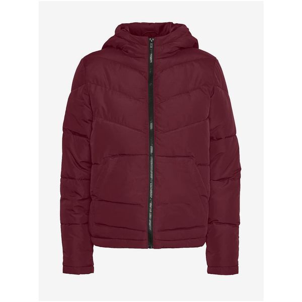 Noisy May Burgundy Quilted Winter Jacket with Hood Noisy May Dalcon - Women