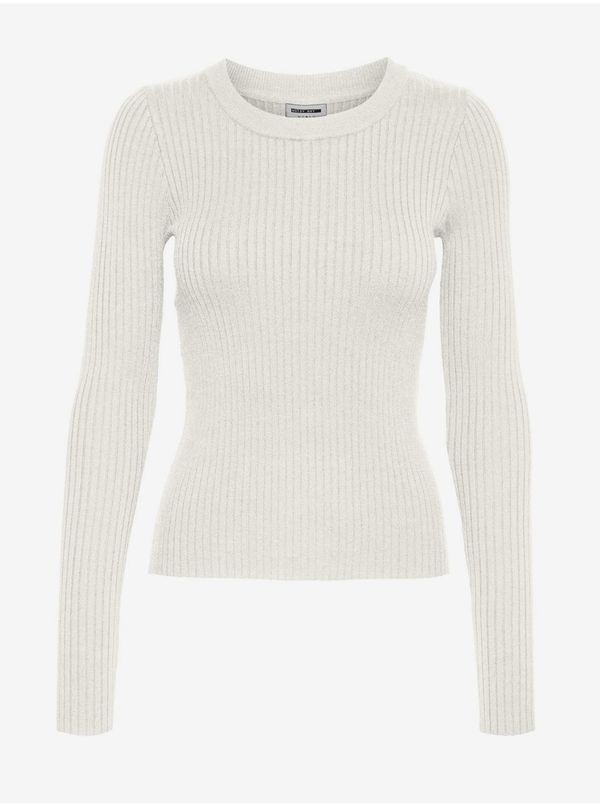 Noisy May Cream Ribbed Sweater Noisy May Ship - Women