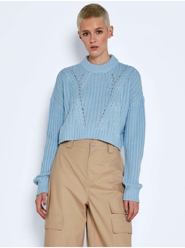 Noisy May Light Blue Women's Ribbed Sweater Noisy May Celt - Women