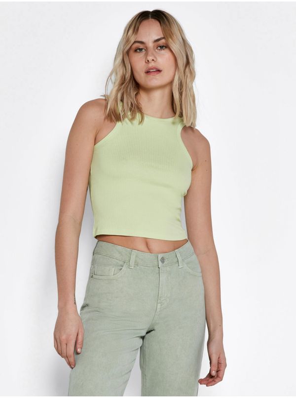 Noisy May Light Green Ribbed Cropped Tank Top Noisy May Ribella - Women