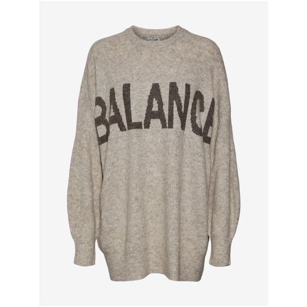 Noisy May Light Grey Ribbed Oversize Sweater Noisy May Balance - Women