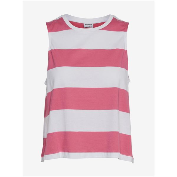 Noisy May Pink-White Striped Tank Top Noisy May Hanna - Women