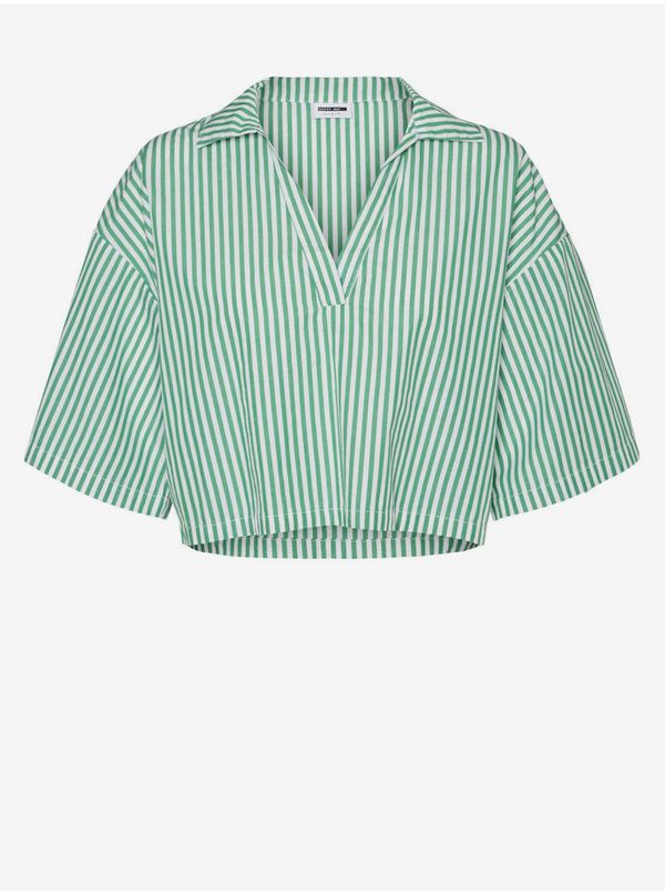 Noisy May White-Green Striped Cropped Blouse Noisy May Lisa - Women