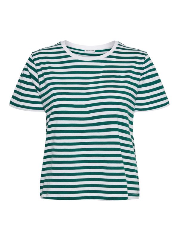Noisy May White-Green Striped T-Shirt Noisy May Alice - Women