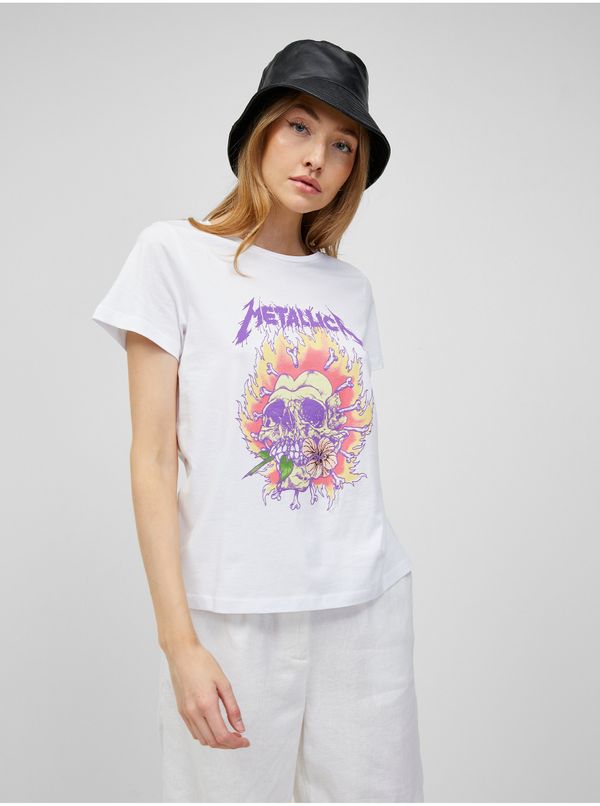 Noisy May White T-Shirt Noisy May Nate Metallica - Women