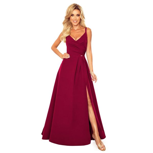 NUMOCO 299-5 CHIARA elegant maxi dress with straps - BURGUNDY