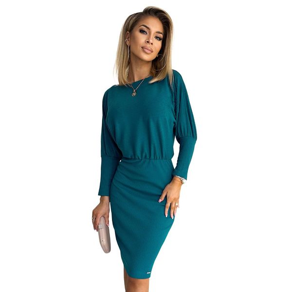 NUMOCO 399-1 LARA Striped dress with cuffs in the sleeves - sea color