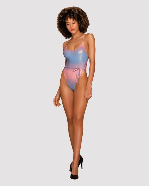 Obsessive Blue-pink shiny one-piece swimsuit Obsessive Rionella