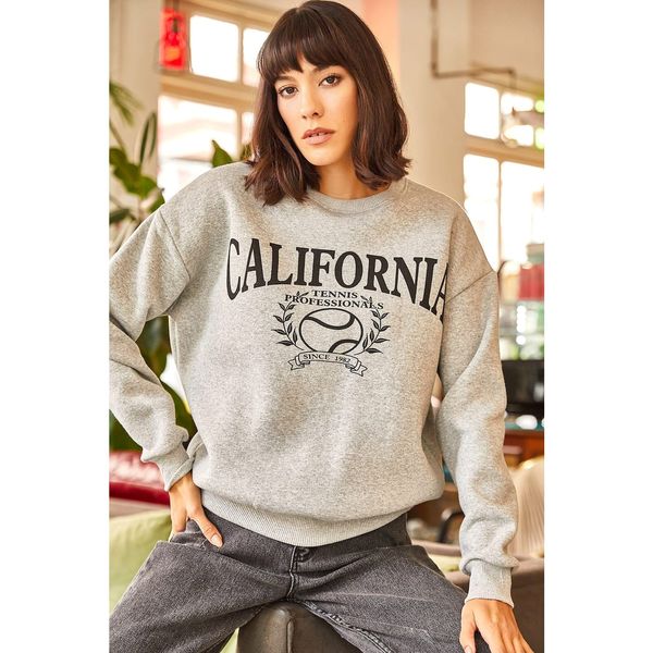 Olalook Olalook Women's Gray California Fleece Thick Sweatshirt