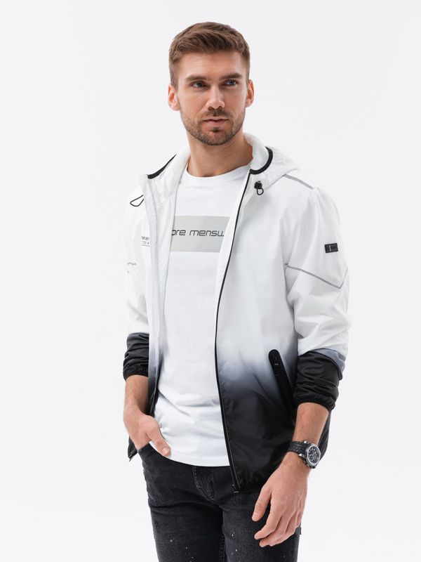 Ombre Men's sports jacket with ombre effect - white and black