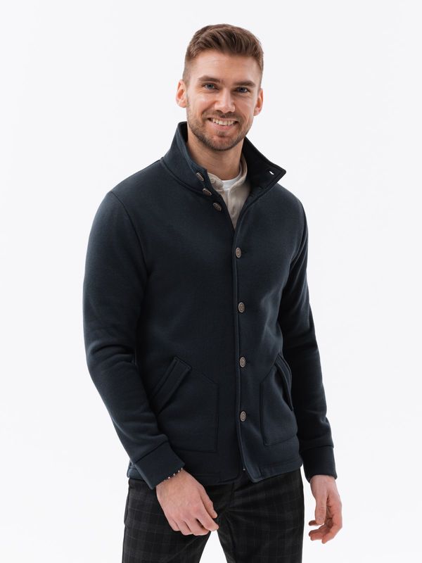 Ombre Ombre Men's button-down sweatshirt with collar - black