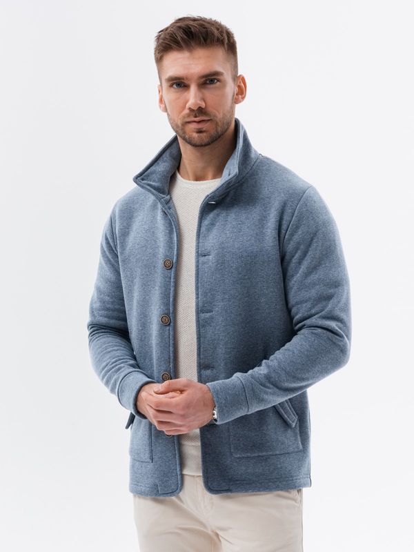 Ombre Ombre Men's button-down sweatshirt with collar - light blue