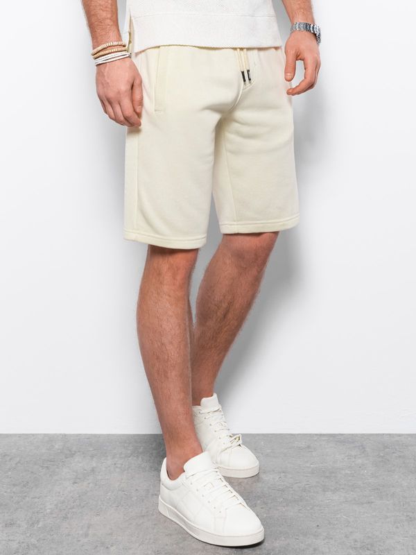 Ombre Ombre Men's short shorts with pockets - cream