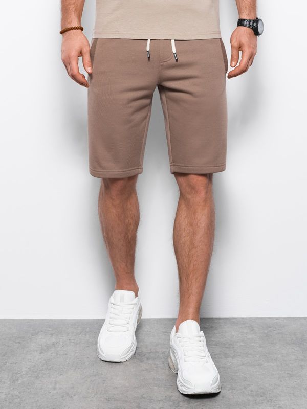 Ombre Ombre Men's short shorts with pockets - light brown