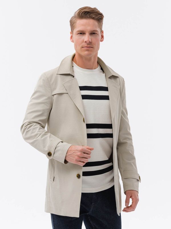 Ombre Ombre Men's short trench with classic cut - cream
