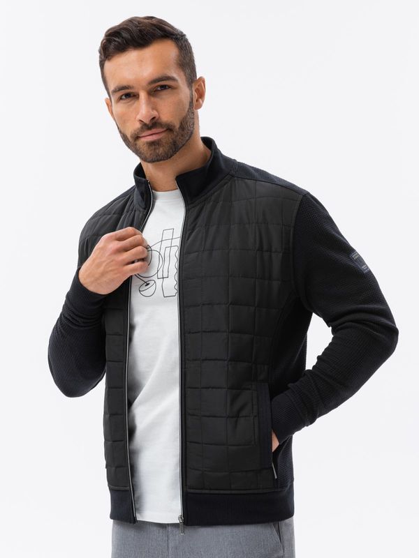 Ombre Ombre Men's unbuttoned jacket with quilted front - black