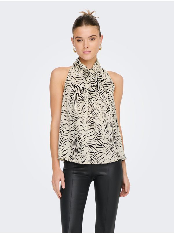 Only Beige Patterned Sleeveless Blouse ONLY Mille - Women