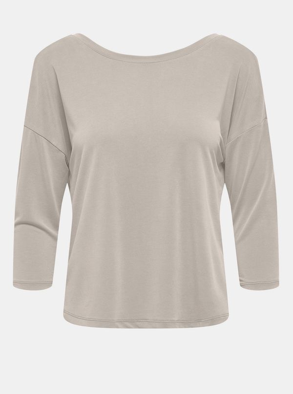 Only Beige T-shirt with neckline on the back ONLY Free - Women