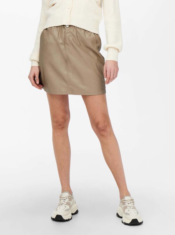 Only Beige Women's Leatherette Short Skirt ONLY Maureen - Women