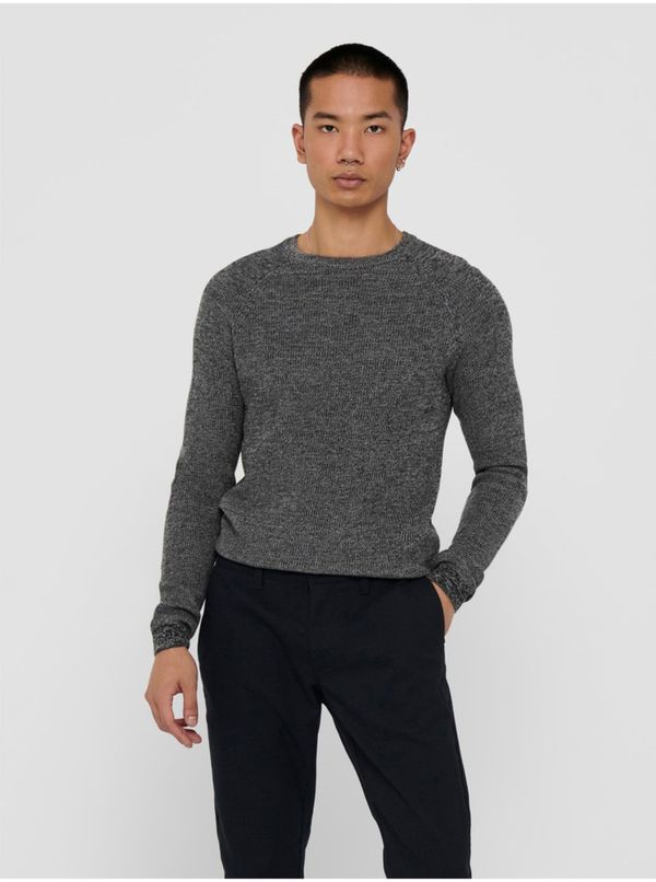 Only Black Annealed Ribbed Sweater ONLY & SONS Dennis - Men