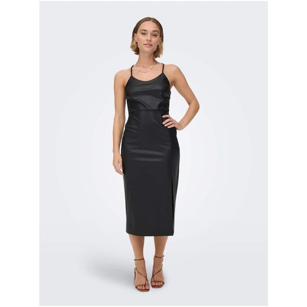 Only Black Leatherette Dress with Slits ONLY Rina - Women