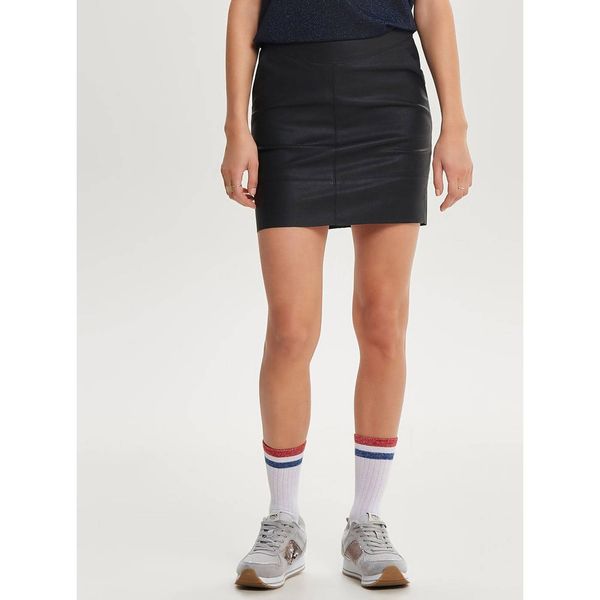 Only Black Leatherette Miniskirt ONLY Base - Women