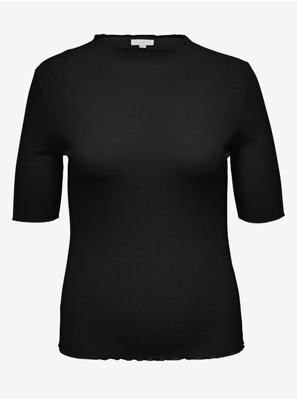Only Black Women's Ribbed T-Shirt ONLY CARMAKOMA Ally - Women